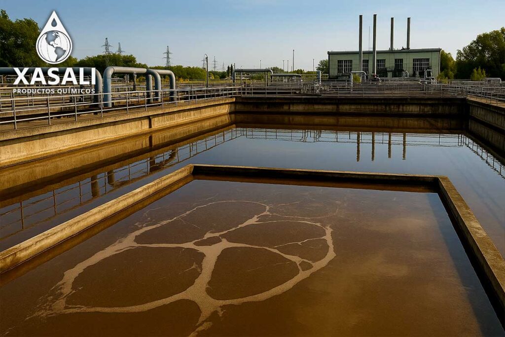 Planta de tratamiento de aguas limpia sin presencia de espuma.