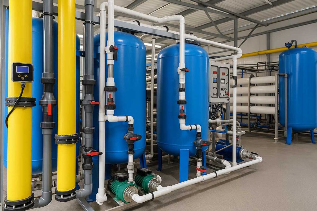 Planta de tratamiento de aguas usando salmuera grado industrial