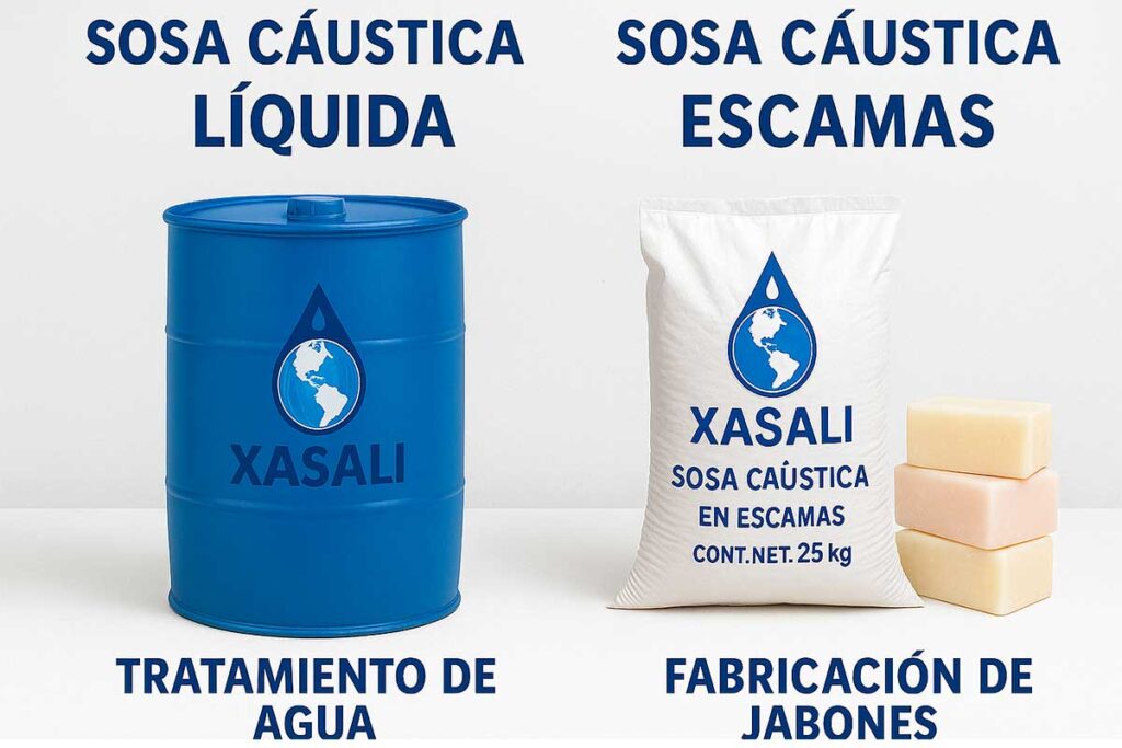 Aplicaciones industriales de sosa cáustica en diferentes sectores.