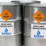 Tambor industrial con mercurio metálico líquido 99.99% certificado UN 2809.
