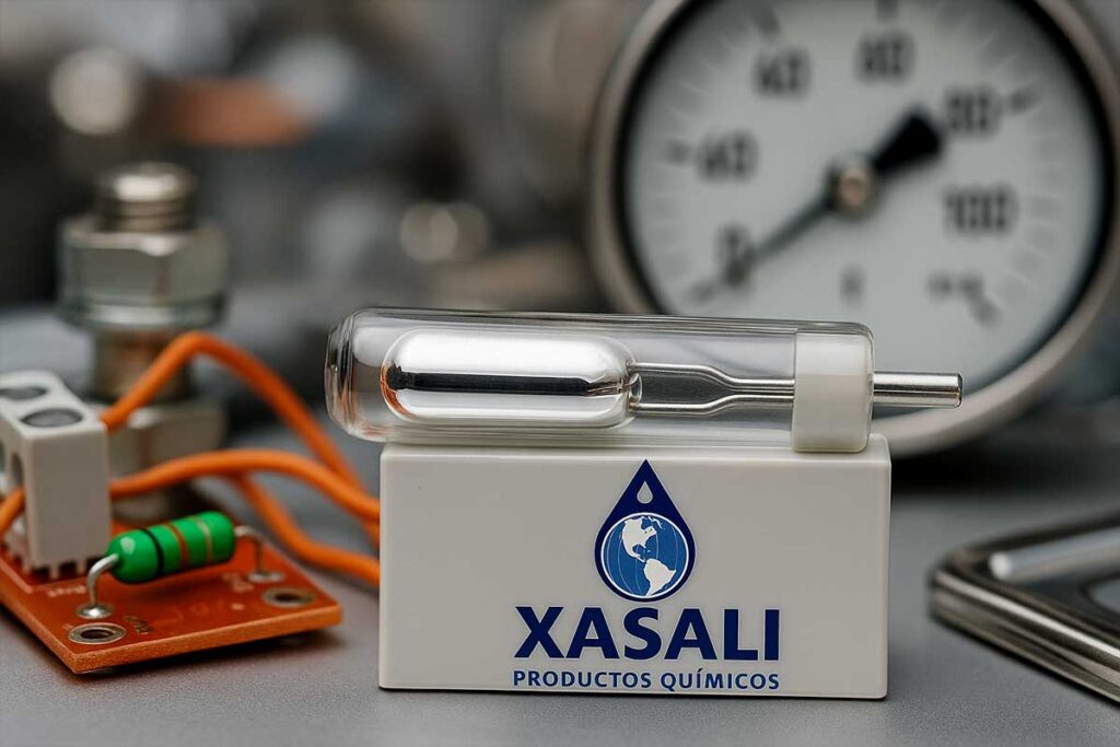 Interruptores y medidores con mercurio metálico líquido 99.99% en componentes eléctricos de precisión.